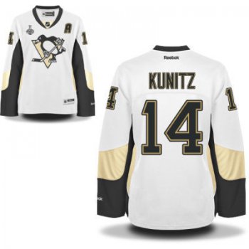 Women's Pittsburgh Penguins #14 Chris Kunitz White Road 2017 Stanley Cup NHL Finals A Patch Jersey