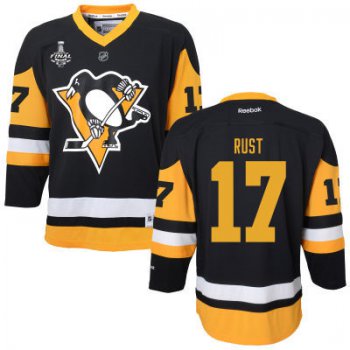 Women's Pittsburgh Penguins #17 Bryan Rust Black With Yellow 2017 Stanley Cup NHL Finals Patch Jersey