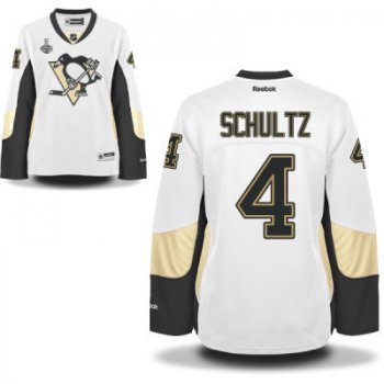 Women's Pittsburgh Penguins #4 Justin Schultz White Road 2017 Stanley Cup NHL Finals Patch Jersey