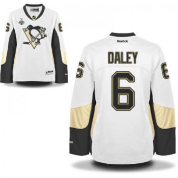 Women's Pittsburgh Penguins #6 Trevor Daley White Road 2017 Stanley Cup NHL Finals Patch Jersey
