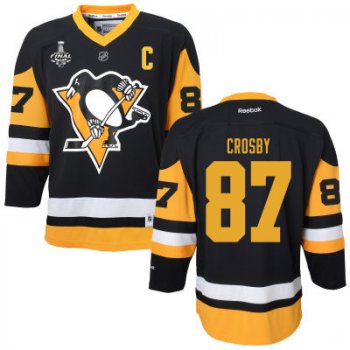 Women's Pittsburgh Penguins #87 Sidney Crosby Black With Yellow 2017 Stanley Cup NHL Finals C Patch Jersey