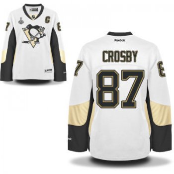 Women's Pittsburgh Penguins #87 Sidney Crosby White Road 2017 Stanley Cup NHL Finals C Patch Jersey