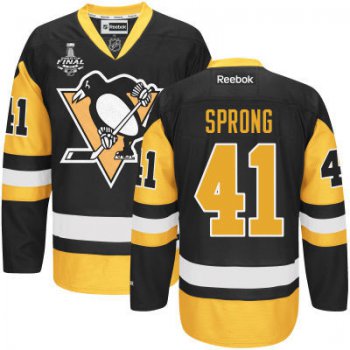 Youth Pittsburgh Penguins #41 Daniel Sprong Black With Gold 2017 Stanley Cup NHL Finals Patch Jersey