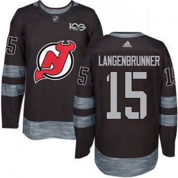 Adidas Devils #15 Langenbrunner Black 1917-2017 100th Anniversary Stitched NHL Jersey