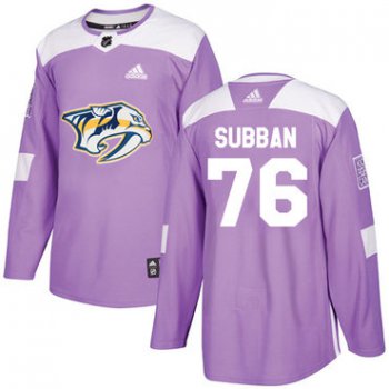 Adidas Predators #76 P.K Subban Purple Authentic Fights Cancer Stitched NHL Jersey