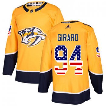 Adidas Predators #94 Samuel Girard Yellow Home Authentic USA Flag Stitched NHL Jersey