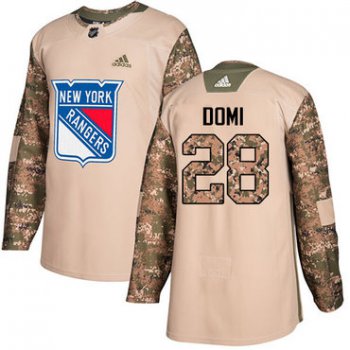 Adidas Rangers #28 Tie Domi Camo Authentic 2017 Veterans Day Stitched NHL Jersey