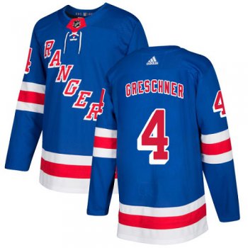 Adidas Rangers #4 Ron Greschner Royal Blue Home Authentic Stitched NHL Jersey