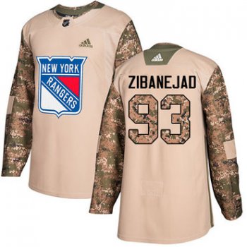 Adidas Rangers #93 Mika Zibanejad Camo Authentic 2017 Veterans Day Stitched NHL Jersey