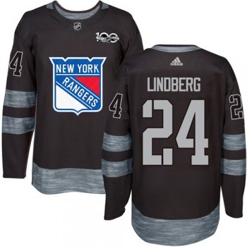 Men's York Rangers #24 Oscar Lindberg Black 1917-2017 100th Anniversary Stitched NHL Jersey