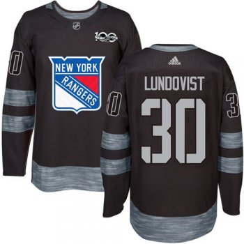 Men's York Rangers #30 Henrik Lundqvist Black 1917-2017 100th Anniversary Stitched NHL Jersey