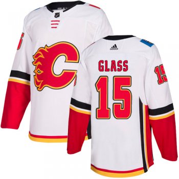 Men's Adidas Calgary Flames #15 Tanner Glass White Away Authentic NHL Jersey