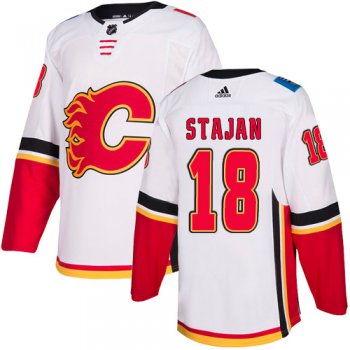 Men's Adidas Calgary Flames #18 Matt Stajan White Away Authentic NHL Jersey
