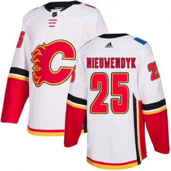 Men's Adidas Calgary Flames #25 Joe Nieuwendyk White Away Authentic NHL Jersey