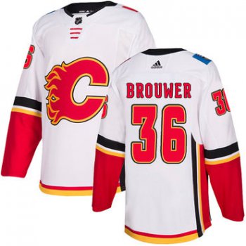 Men's Adidas Calgary Flames #36 Troy Brouwer White Away Authentic NHL Jersey