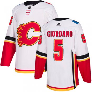 Men's Adidas Calgary Flames #5 Mark Giordano White Away Authentic NHL Jersey