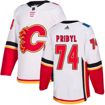 Men's Adidas Calgary Flames #74 Daniel Pribyl White Away Authentic NHL Jersey