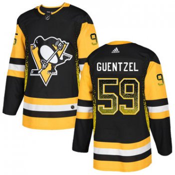 Men's Pittsburgh Penguins #59 Jake Guentzel Black Drift Fashion Adidas Jersey