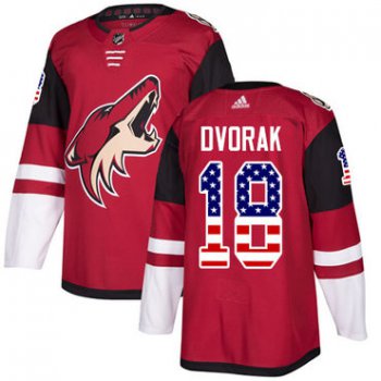 Adidas Coyotes #18 Christian Dvorak Maroon Home Authentic USA Flag Stitched NHL Jersey