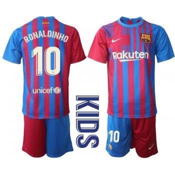 Youth 2021-2022 Club Barcelona home red 10 Nike Soccer Jerseys