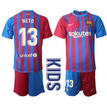Youth 2021-2022 Club Barcelona home red 13 Nike Soccer Jerseys
