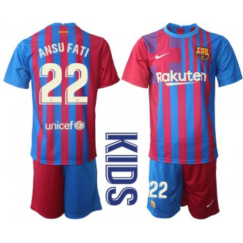 Youth 2021-2022 Club Barcelona home red 22 Nike Soccer Jerseys