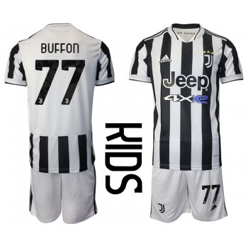 Youth 2021-2022 Club Juventus home white 77 Adidas Soccer Jersey