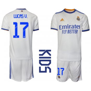 Youth 2021-2022 Club Real Madrid home white 17 Soccer Jerseys