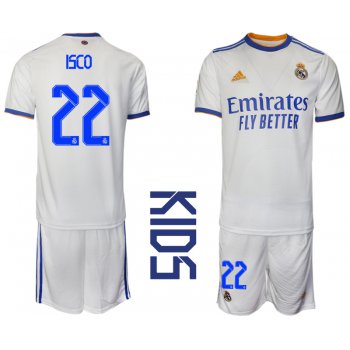 Youth 2021-2022 Club Real Madrid home white 22 Soccer Jerseys