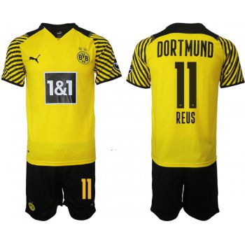 Men 2021-2022 Club Borussia Dortmund home 11 yellow Soccer Jersey
