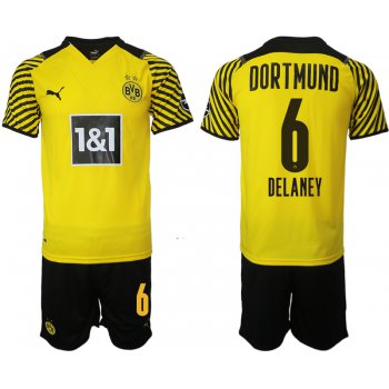 Men 2021-2022 Club Borussia Dortmund home 6 yellow Soccer Jersey