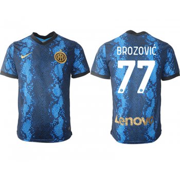 Men 2021-2022 Club Inter Milan home blue aaa versio 77 Nike Soccer Jersey