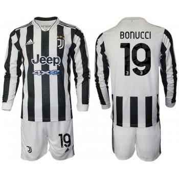 Men 2021-2022 Club Juventus home white Long Sleeve 19 Adidas Soccer Jersey