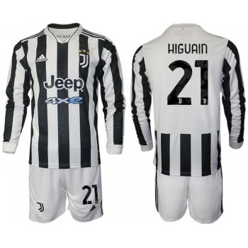 Men 2021-2022 Club Juventus home white Long Sleeve 21 Adidas Soccer Jersey