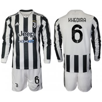 Men 2021-2022 Club Juventus home white Long Sleeve 6 Adidas Soccer Jersey