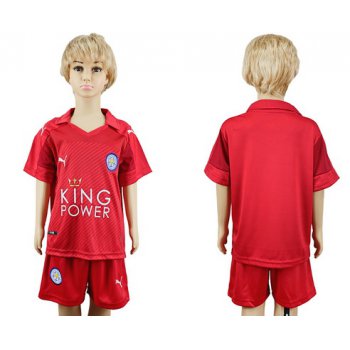 2016-17 Leicester City Blank or Custom Away Soccer Youth Red Shirt Kit
