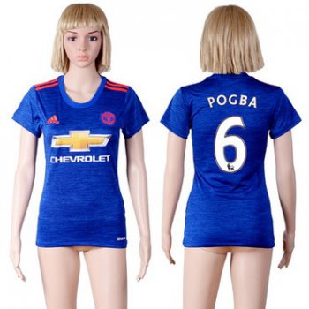 2016-17 Manchester United #6 POGBA Away Soccer Women's Red AAA+ Shirt