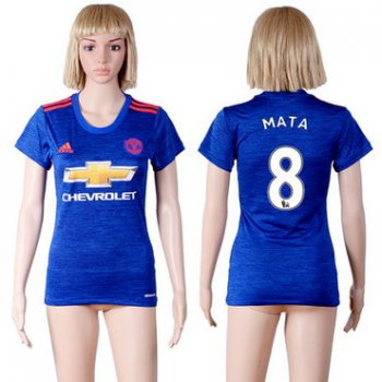 2016-17 Manchester United #8 MATA Away Soccer Women's Red AAA+ Shirt
