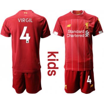 2019-20 Liverpool 4 VIRGIL Youth Home Soccer Jersey