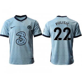 Men 2020-2021 club Chelsea away aaa version 22 Light blue Soccer Jerseys