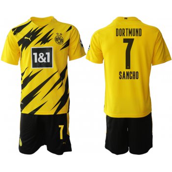 Men 2020-2021 club Borussia Dortmund home 7 yellow Soccer Jerseys