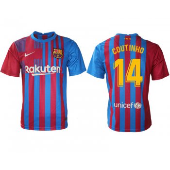 Men 2021-2022 Club Barcelona home aaa version red 14 Nike Soccer Jerseys