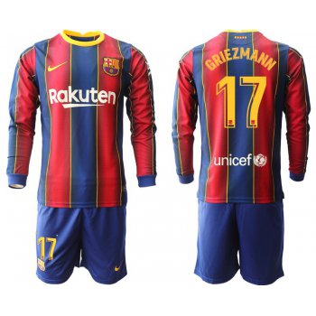 Men 2020-2021 club Barcelona home long sleeve 17 red Soccer Jerseys