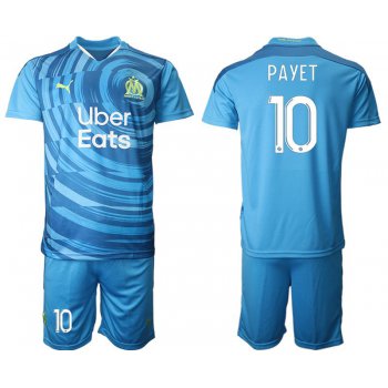 Men 2020-2021 club Olympique de Marseille away 10 blue Soccer Jerseys