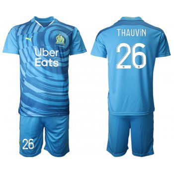 Men 2020-2021 club Olympique de Marseille away 26 blue Soccer Jerseys