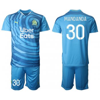Men 2020-2021 club Olympique de Marseille away 30 blue Soccer Jerseys