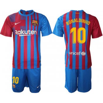 Men 2021-2022 Club Barcelona home blue 10 Nike Soccer Jersey