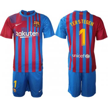 Men 2021-2022 Club Barcelona home blue 1 Nike Soccer Jersey