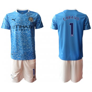 Men 2020-2021 club Manchester City home 1 blue Soccer Jerseys