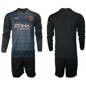 Men 2020-2021 club Manchester city home long sleeve black Soccer Jerseys
